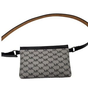 Michael Kors MK Monogram Belt‎ Bag Fanny Pack Waist Pouch Black Tan